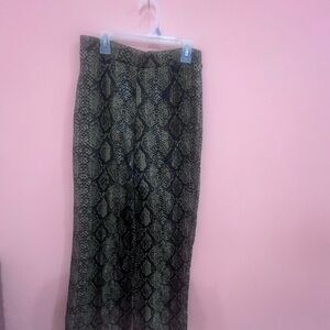Zara Green Snake Print Skirt Pants